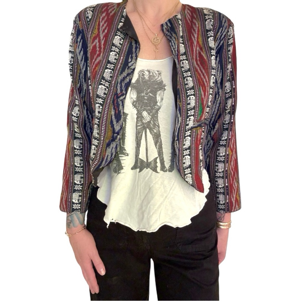 Vintage Handwoven Balinese Cropped Jacket